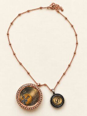 Origami Owl Living Locket Necklace Rhinestone Family Love Cross Initial D